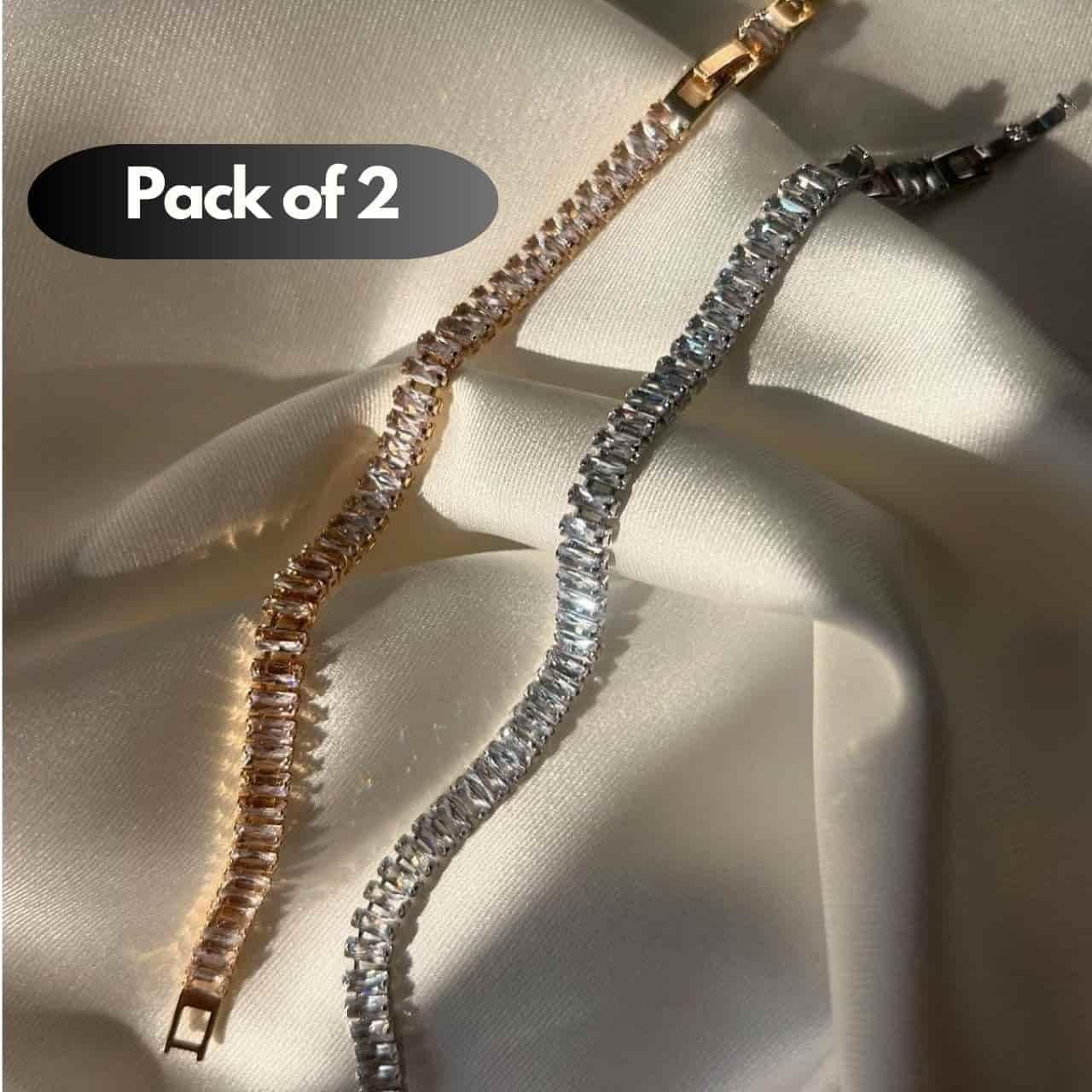 💎 Emerald Diamond Tennis Bracelet – Pack of 2