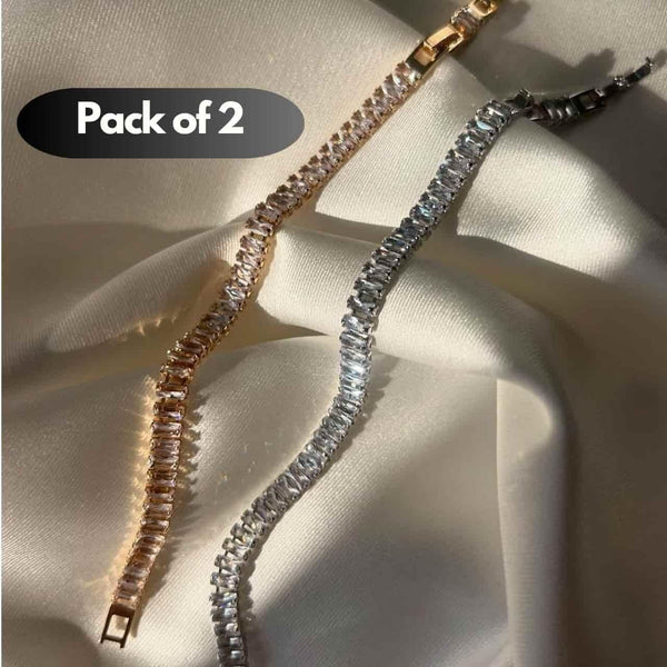 💎 Emerald Diamond Tennis Bracelet – Pack of 2