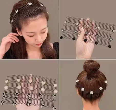 Stretchable Invisible U-Shaped Hair Clip | Messy Bun Fixer & Hair Holder (Pack of 2)